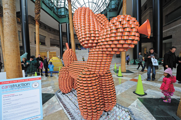Covering Battery Park City 2 Kreuzer The annual CANstruction show at 2 World Financial Center is always intriguing and also helps a good cause. The canned food is donated to City Harvest after the show finishes. Downtown Express photos by Terese Loeb