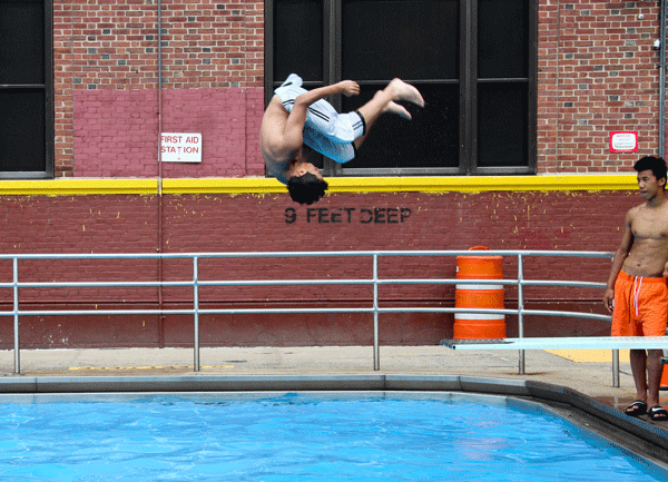 The poolside scene at the Tony Dapolito Recreation Center.   Photos by Tequila Minsky