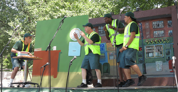 Take the kids 3 Our Department of Sanitation heroes, asking for vacation time from their paranoid supervisor.