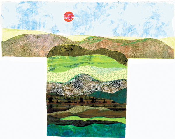 Kimono Inspirations 3 Images courtesy of the artist Carolyn Spiegel’s “Night and Day” (2013, cotton fabric, 33" w x 27" h).