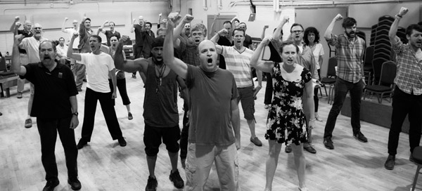 Photos by Paul Russell The gang’s all here: a cast of 35 swells the ranks of “The Bonus Army.”