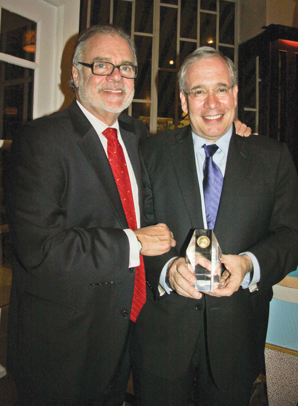 Hot times at ‘The Year of Our Dragon’ awards fete 5 Clockwise, from top left: Lawrence B. Goldberg, president of Friends of LaGuardia Place, left, presented Scott Stringer with a LaGuardia Medallion; Goldberg with the staff of C.B. 2, from left, District Manager Bob Gormley, Florence Arenas, Julio Mora and, accepting the award for her daughter, Cynthia Harris; another LaGuardia Medallion honoree, Paul Colby, owner of The Bitter End; and sculptor Neil Estern. Photos by Tequila Minsky
