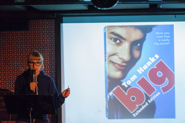 Easy on the Ears 3 Photo by Spencer Ritenour Pop culture nostalgia meets storytelling, at “Geeking Out” (host Kerri Doherty, in photo, swoons over Tom Hanks).
