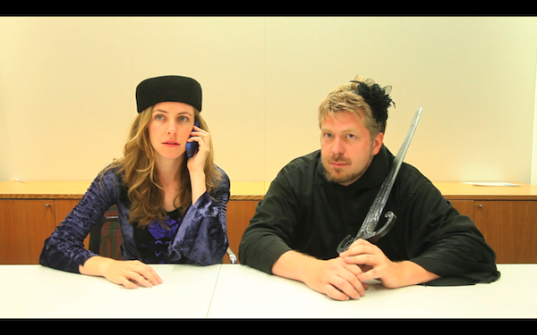 Just Do Art 6 Cut from the same cloth, but wearing different colors: Eliza Bent and Dave Malloy are the titular mojo workers, in “Blue Wizard/Black Wizard.” PHOTO BY MICHAEL DE ANGELIS