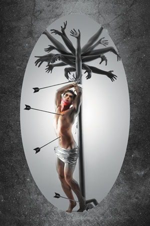 Complex Cosme’s Good Cause 2 Image courtesy of the artist & Tally Beck Contemporary “Sagittae Sebastiani” (digital photograph on canvas, 22 ½ x 19 ½ in, 2012), part of Niccolo Cosme’s solo exhibition at Tally Beck Contemporary.