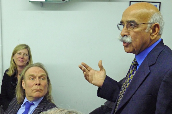 Denny's plan for breakfast booze doesn't go over easy at C.B. 1 1 Gorbax Marwah, who will run the 150 Nassau St. Denny's, spoke at the Feb. 18 C.B. 1 committee meeting while Frances Allen, left, a Denny's executive, and a clearly skeptical Roger Byrom, of C.B. 1, looked on. Downtown Express photo by Sam Spokony