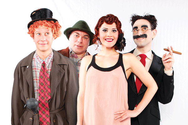 Marxfest, a Month at the Races, Carries On 2 Photo by Don Spiro L to R: Seth Shelden, Robert Pinnock, Melody Jane & Noah Diamond in the May 23 & 25 Marxfest production of “I’ll Say She Is.”