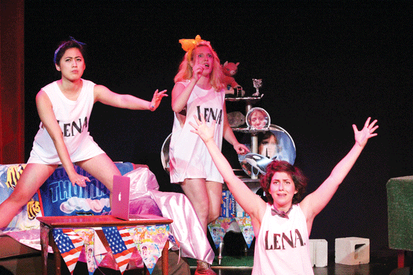 L to R: Elizabeth Trieu, Tessa Skara and Sam Corbin,  in “Too Many Lenas.”  Photo by Melinda Pinecone Tenezapf 
