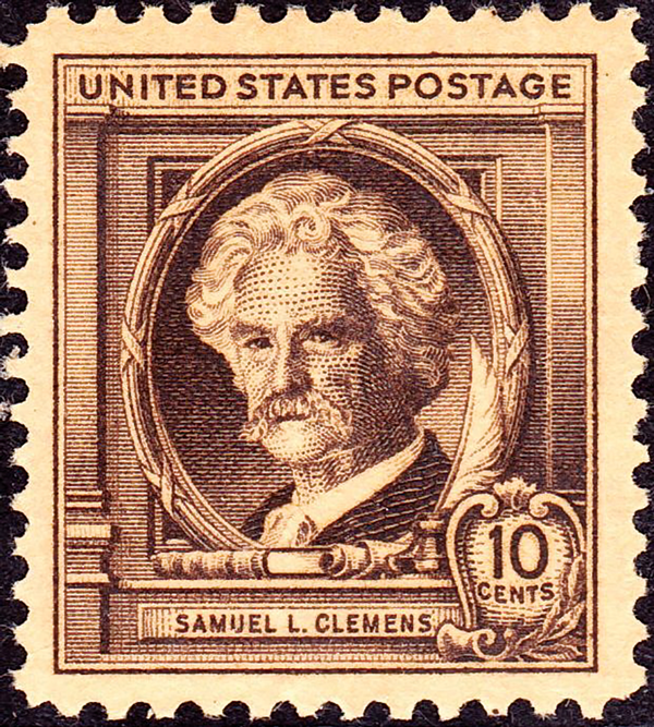 Tributes mark Twain’s birth 1 Like this 1940 licker, Mark Twain gets the stamp of approval with a Nov. 30 walking tour and a cafe tribute. Wikipedia image scan by Gwillhickers