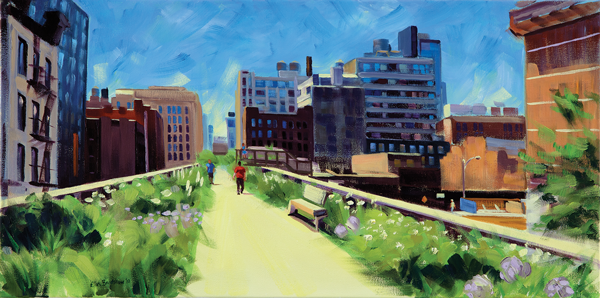 High above and just beyond 3 “A Summer’s Day Retreat” (Oil on Canvas, 15” x 30”). COURTESY OF THE ARTIST