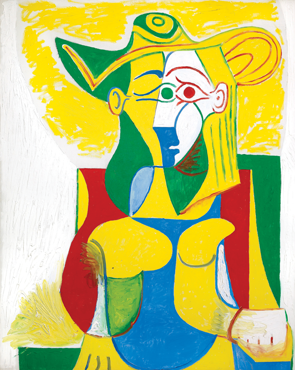 An exploration of Expressionism that points the way 5 Pablo Picasso (Spanish, 1881-1973) | Woman in Armchair (Jacqueline), January 2, 1962 |Oil on canvas, 63 ¾ x 51 in. (162 x 130 cm) | Private Collection | Photograph by Claude Germain. ©2014 Estate of Picasso / Artists Rights Society (ARS), New York