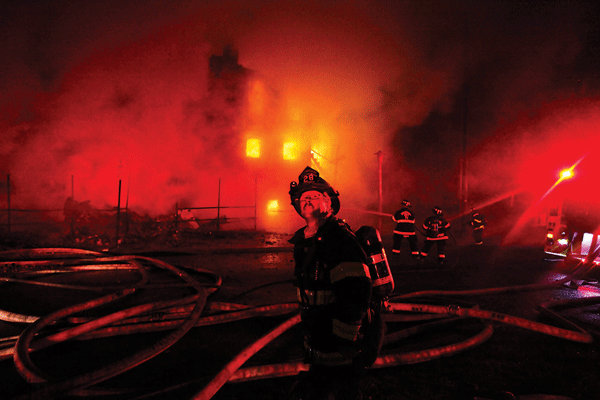 Firefighters battled blazes in residential buildings during the rioting.