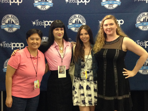 Queering comics, cosplay and gaming 2 From Special Edition NYC’s “Secret Identities: Transgender Themes in Comic Books” panel. L to R: Kristen Enos, Charles Battersby, Marjorie Liu, Marguerite Bennett.