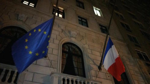 Uptown and Down, Manhattan Stands With Paris 1 Mick consulate 2 iS