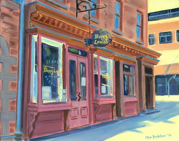 The soft glow of her Lower Manhattan 3 “Sloppy Louie’s” (2006 / 8x10"). Courtesy Ellen Bradshaw.