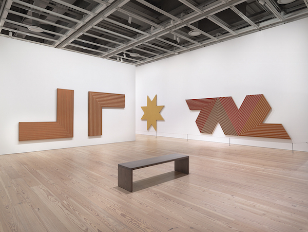 Painting for the experience: Frank Stella at the Whitney 4 Installation view. L to R: “Creede I” and “Creede II,” “Plant City” and “Empress of India.” Photo by Ronald Amstut courtesy Whitney Museum of American Art.