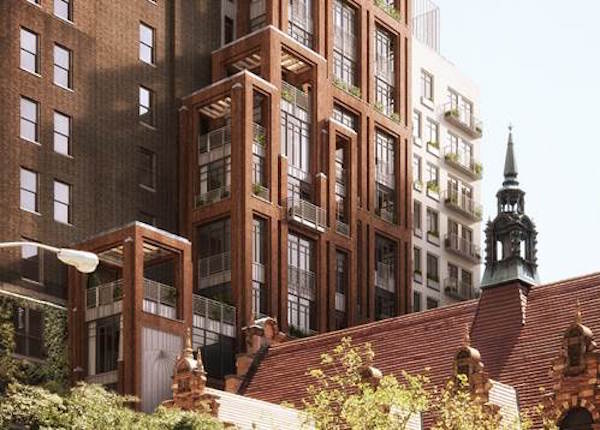 Collegiate Church’s Residential Complex Wins LPC Approval 1 A rendering of planned residential renovations at 78th Street and West End Avenue, see from 77th and West End, where the Collegiate Church is located. \ COOKFOX ARCHITECTS