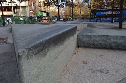 Costly UWS Plaza Modifications Proposed to Deter Skateboarding 2 The blocks in the plaza are a beacon for skaters. | JACKSON CHEN