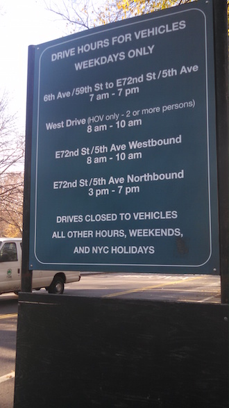 End of the Road for Cars in Central Park? 2 ROGERS central park sign IS