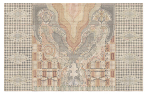 Meditative works invoke recent Bali roots 2 “Return to Formlessness” / 2015. Colored pencil and graphite on antique ledger book pages (71 x 112.5 inches, 20 ledger book pages). Image courtesy the artist and Nicelle Beauchene.