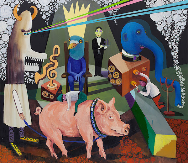 Mr. Peeps, home at Mike Weiss Gallery 1 “The Home of Mr. Peeps” (2015). Oil on canvas. 74 3/4 x 90 1/2 in. (190 x 230 cm). Courtesy Mike Weiss Gallery.