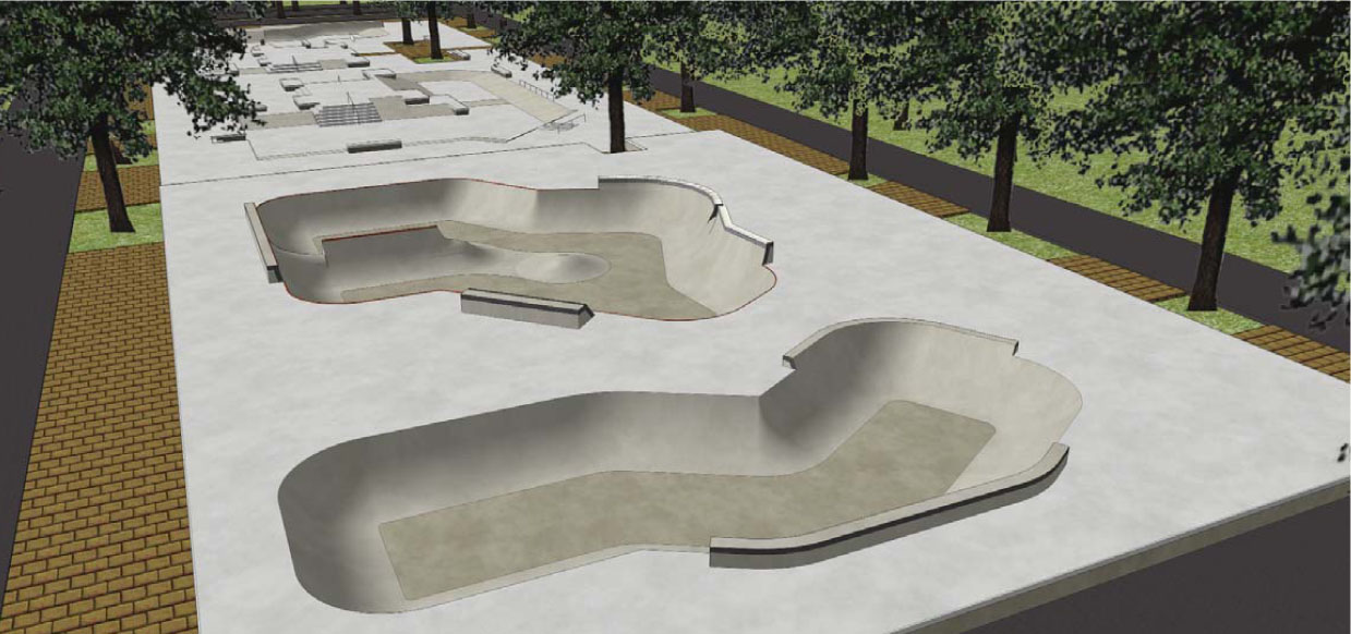 Skaters Ramp Up Complaints About Riverside Park Redesign 2 The new design would include two ramped pools, but each having a height of only six feet. | NYC DEPARTMENT OF PARKS AND RECREATION