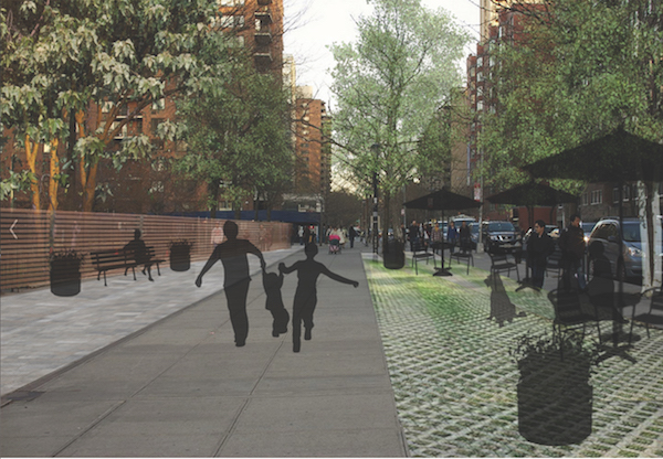 Block-Long Sidewalk Plaza Proposal Divides West 97th Street Neighbors 1 CHEN w 97 stryker rendering IS