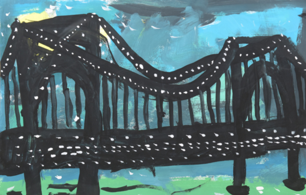 Kids Do Art in NYC 1 “Verrazano Bridge at Night,” by Brooklyn P.S. 69 second-grader Selina Shi, age seven. | METROPOLITAN MUSEUM OF ART