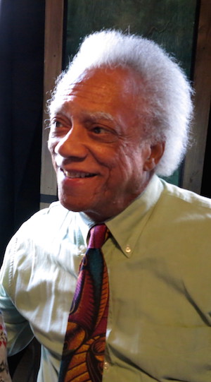Queen of Harlem Renaissance is subject of ‘Zora’ 2 Laurence Holder at Harlem Besame Restaurant, for a site-specific March 2016 performance of his play, “Sugar Ray.” Photo by Jonathan Slaff.