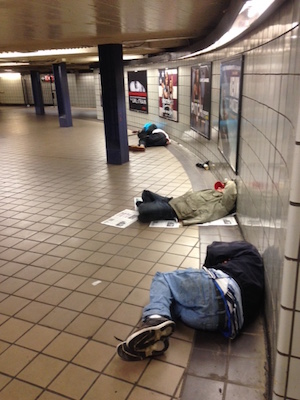 The Policies and Politics of Sheltering 1 John A. Mudd, who has lived at W. 38th St. since 1984, says the homelessness problem in the area has persisted on and off for decades. In photo, people sleep at the subway entrance at W. 40th St. & Eighth Ave. Photo by John A. Mudd.