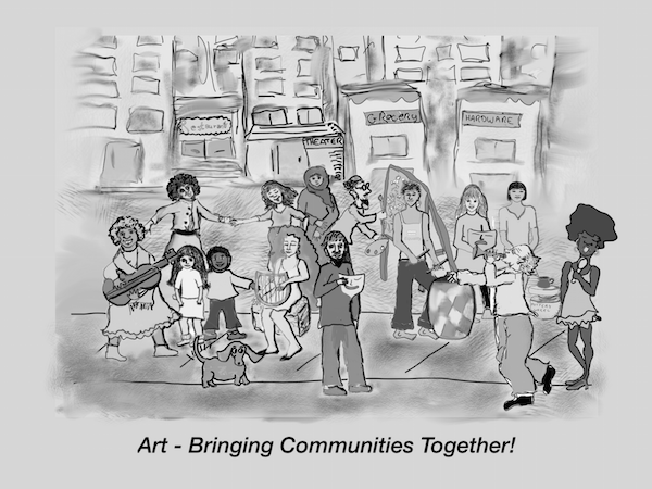 TNC’s Johnson Theater was filled to capacity for the Dec. 27 debut of its “Art Startup” initiative. Illustration by Ilana Hessing