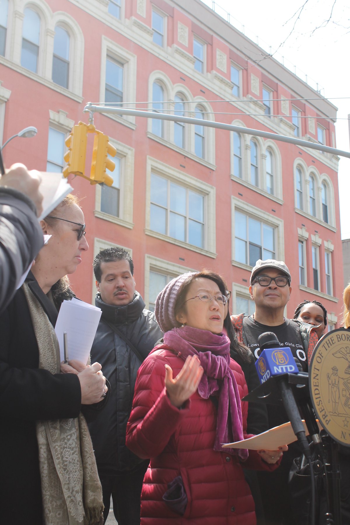 Rivington House buyer ripped us off big time, must pay big fine: Squadron 1 At a protest in early April outside Rivington House, City Councilmember Margaret Chin, speaking above, joined Manhattan Borough President Gale Brewer, state Senator Daniel Squadron and other local elected leaders and community members in condemning the property’s stealth sale to a luxury residential developer. The shady deal — which involved the quiet lifting of deed restrictions — had been exposed two weeks earlier. Villager file photo