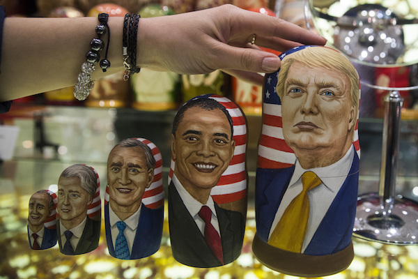 All dolled up for Operation Orange Don 1 A popular matryoshka “nesting” doll depicts Russia successfully devouring the US presidency. AP Photo/Pavel Golovkin.