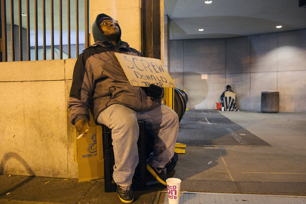 The inauguration...and the fate of the nation 9 Antonio, a 37-year-old homeless man panhandling at a metro station entrance had some words for Trump on the eve of the presidential inauguration.