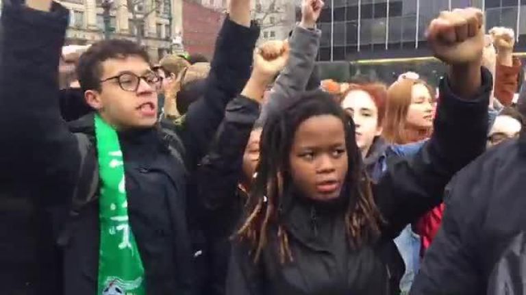 NYC students protest Trump policies in Foley Square 1 NYC students protest Trump policies in Foley Square