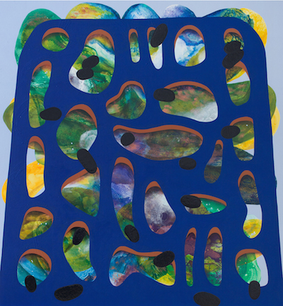 Carrie Moyer, “Swiss Bramble” (2016. Acrylic and glitter on canvas, 84 x 78 in.). Collection of the artist; courtesy the artist & DC Moore Gallery, NY.