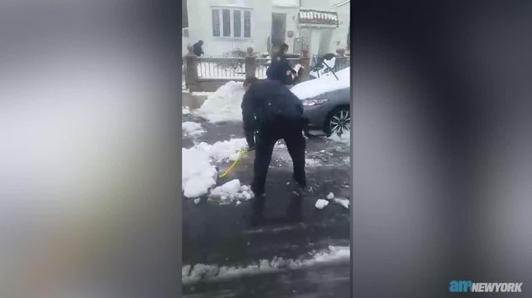 ‘Spider-Man: Homecoming’ trailer 1 NYPD officers help Queens woman shovel out
