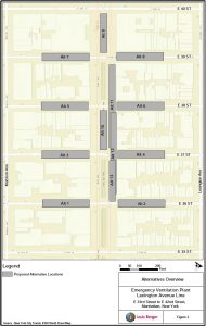 The 13 locations for the ventilation plant currently being considered in Murray Hill. | JACKSON CHEN