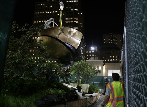 Koenig Sphere moved from The Battery to permanent home in Liberty Park 1
