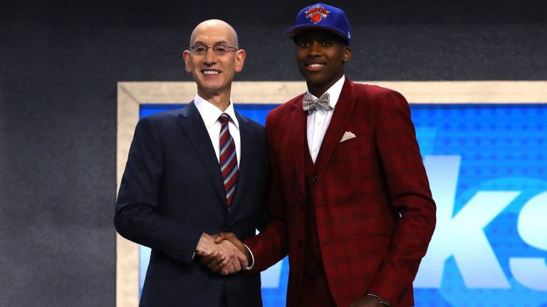Frank Ntilikina, right, was the Knicks' first-round pick