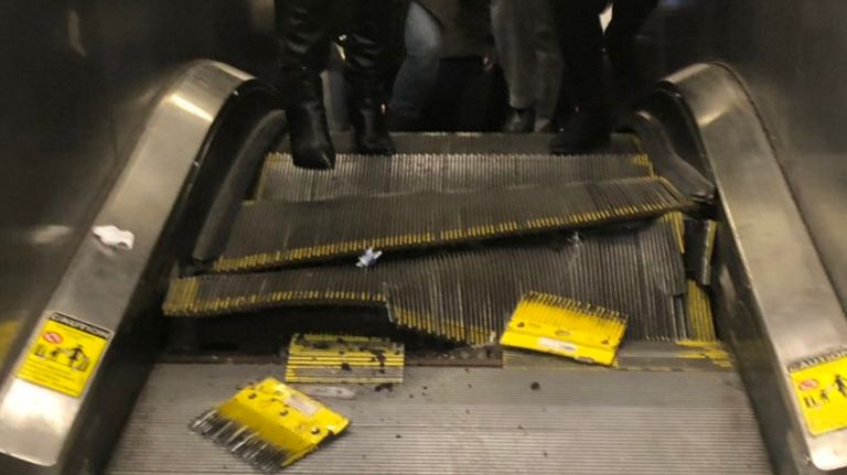 Subway escalator malfunctions, shatters at midtown E train station 1 amNWESCALATOR190226