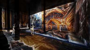 Renderings of ARTECHOUSE show an immersive atmosphere by  Refik Anadol below the Chelsea Market. Photo Credit: ARTECHOUSE / Refik Anadol