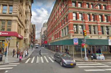 Looking east down Howard St from Broadway toward Crosby St (Google Maps)
