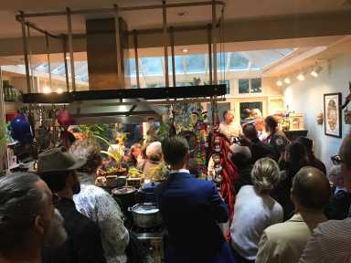 Neighbors crowded into a townhouse on Washington Pl. (Photo by Gabe Herman)