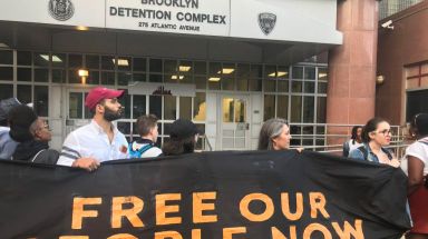 An abolitionist group is protesting part of the plan to close Rikers Island, with a related vote imminent. 