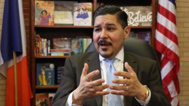 Schools Chancellor Richard Carranza at Tweed Courthouse, the education department's headquarters.