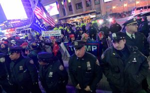 Dueling protestors at MSG as Prez Trump attends wrestling match 2