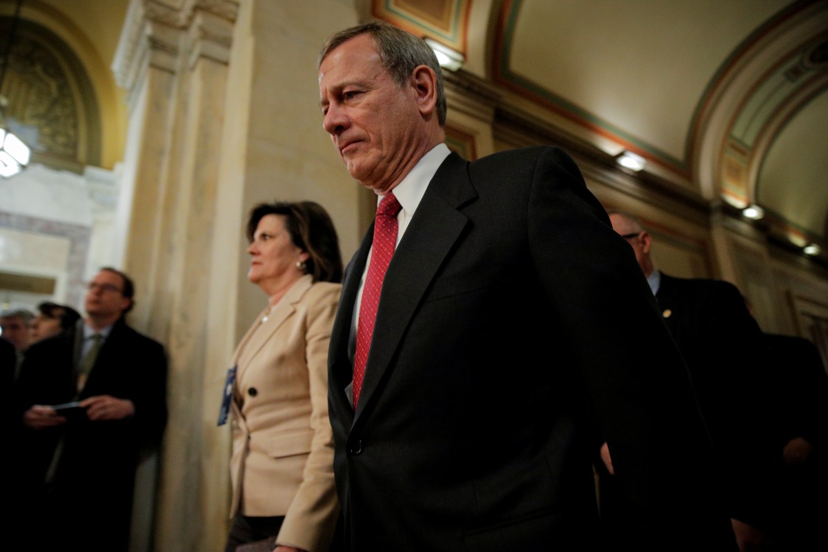 Chief Justice of the United States Roberts departs the Trump impeachment trial in Washington