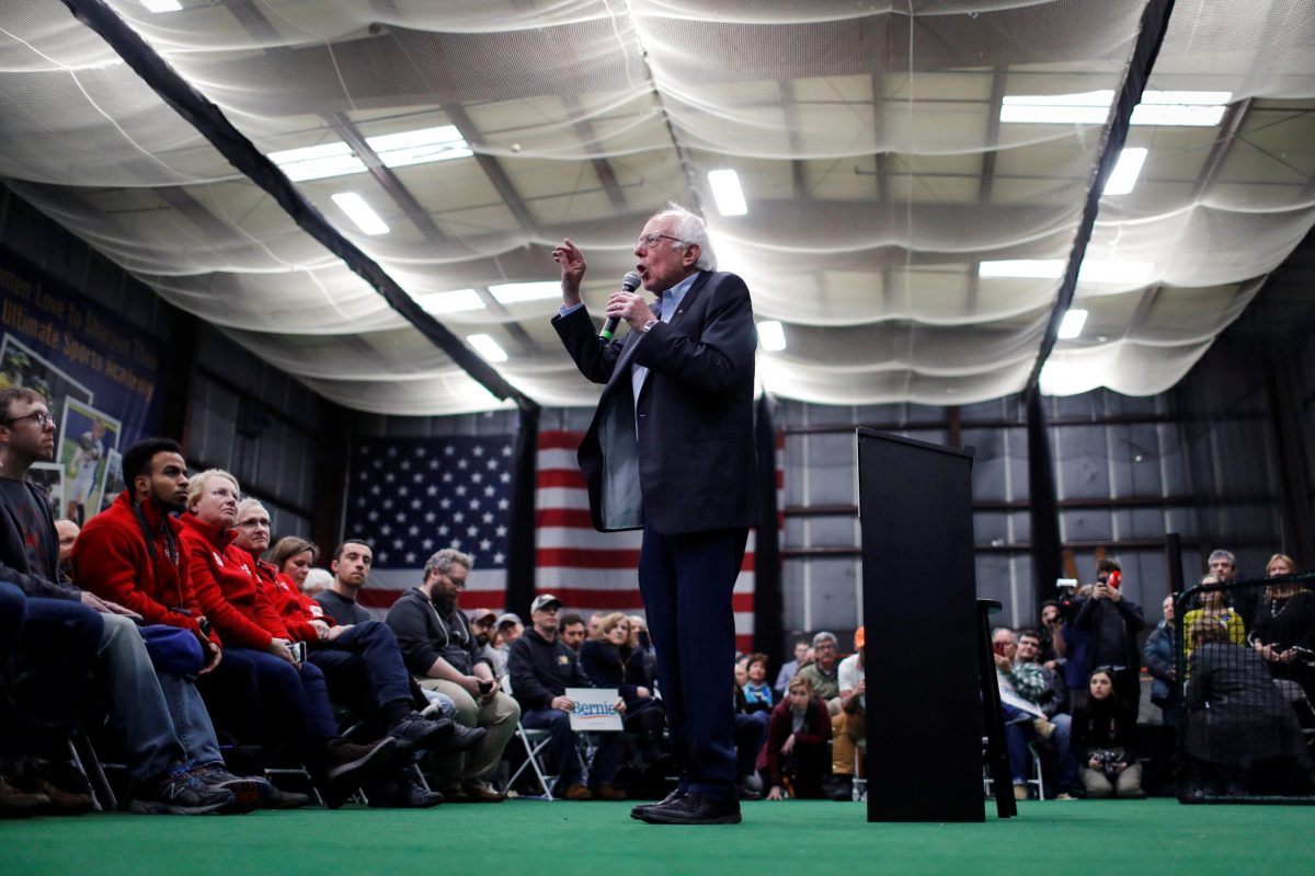 Democratic U.S. presidential candidate Senator Bernie Sanders speaks at a breakfast campaign stop in Manchester