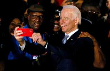 Democratic U.S. presidential candidate and former Vice President Biden speaks at his South Carolina primary night rally in Columbia